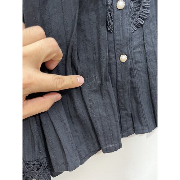 Victorian Edwardian Inspired Romantic Goth Whimsigoth Button Up Top M Witchy Y2K - Picture 5 of 12